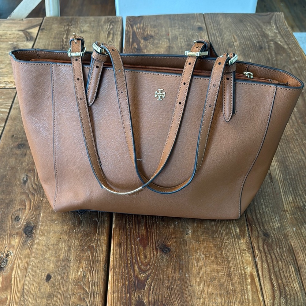 Tory Burch Brown Leather Structured Tote
